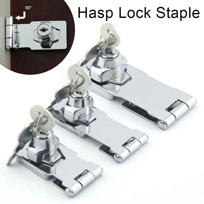 

1Set Stainless Steel Hasp Lock Staple with Keys Hardware Cupboard Shed Door Garage Security 50/75/100mm