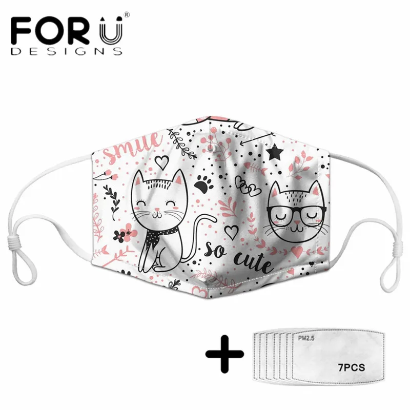 

FORUDESIGNS Hot Sales Masks So Cute Cat Printed Muffle High Elasticity Macka With Anti Haze PM 2.5 Filters Mascara Free Shipping