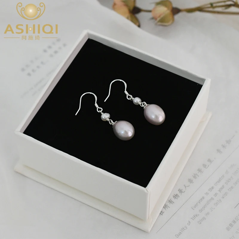 Женские серьги-подвески ASHIQI серебряные серьги в форме капли с натуральным