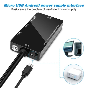 

VGA to VGA HDMI DVI Adapter 4-in-1 Multifunction Audio USB Converter for Computer PC Projector LHB99