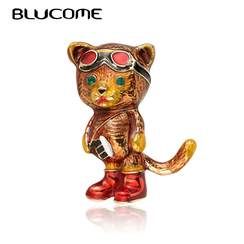 Эмаль Blucome милые полицейские кошки броши для женщин и мужчин фигурки животных