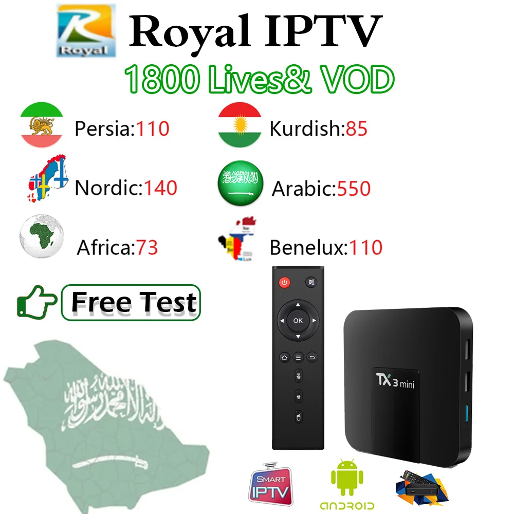 

TX3 Mini 2G/16G+IPTV Arabic Persian Nordic Kurdish IPTV Royal IPTV m3u 1750Live Amlogic S905W 4K H.265 WiFi Android Smart TV Box