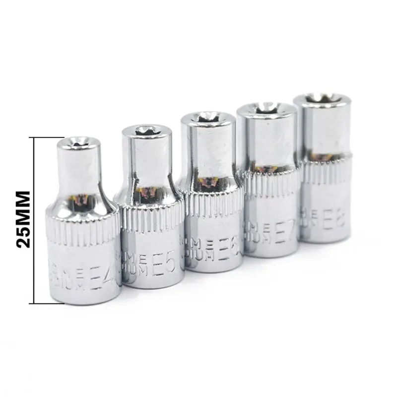 5 шт. 1/4 дюймов Torx звезда бит гнездо набор E4, E5, E6, E7, E8 звезда гнездо набор E7CB