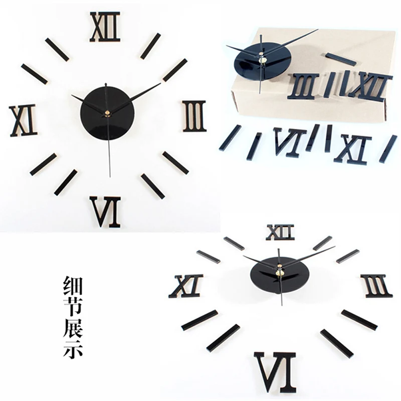 cheap 3D Romae Digital Wall Clock Sticker Watch Modern Design Clock DIY Clocks On Wall Kitchen Clock Living Room