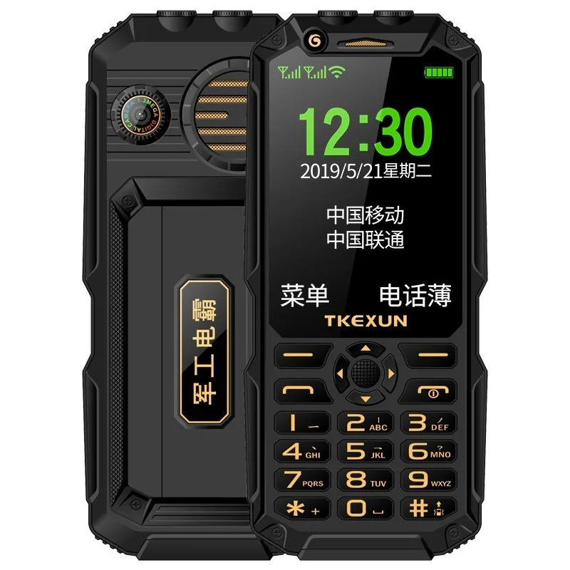 Black TKEXUN Q8A Push Button Mobile Phone 3.0" Power Bank WIFI Dual SIM Card MP3 Camera Senior Flashlight Big Speaker Cheap CellPhone - Color: Black