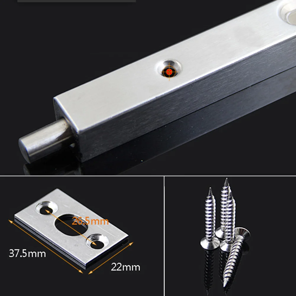 Guard Home Gate Stainless Steel Flush Latch Door Bolt Security Slide Lock With Screws Concealed Anti Theft Brushed Lever Action