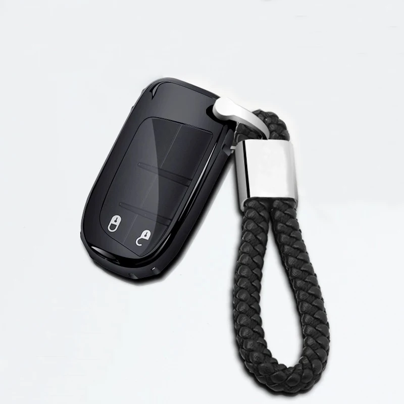 Мягкий ТПУ чехол для ключей с брелком для Jeep Cherokee Renegade Grand Cherokee Commander Compass Key защита - Название цвета: Black-B type