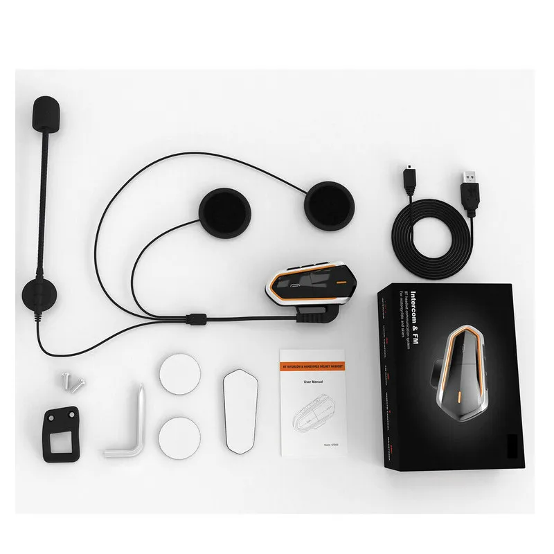 Водонепроницаемый QTBE6 1000 м Bluetooth переговорные Мотоцикл шлем домофон гарнитура Мода