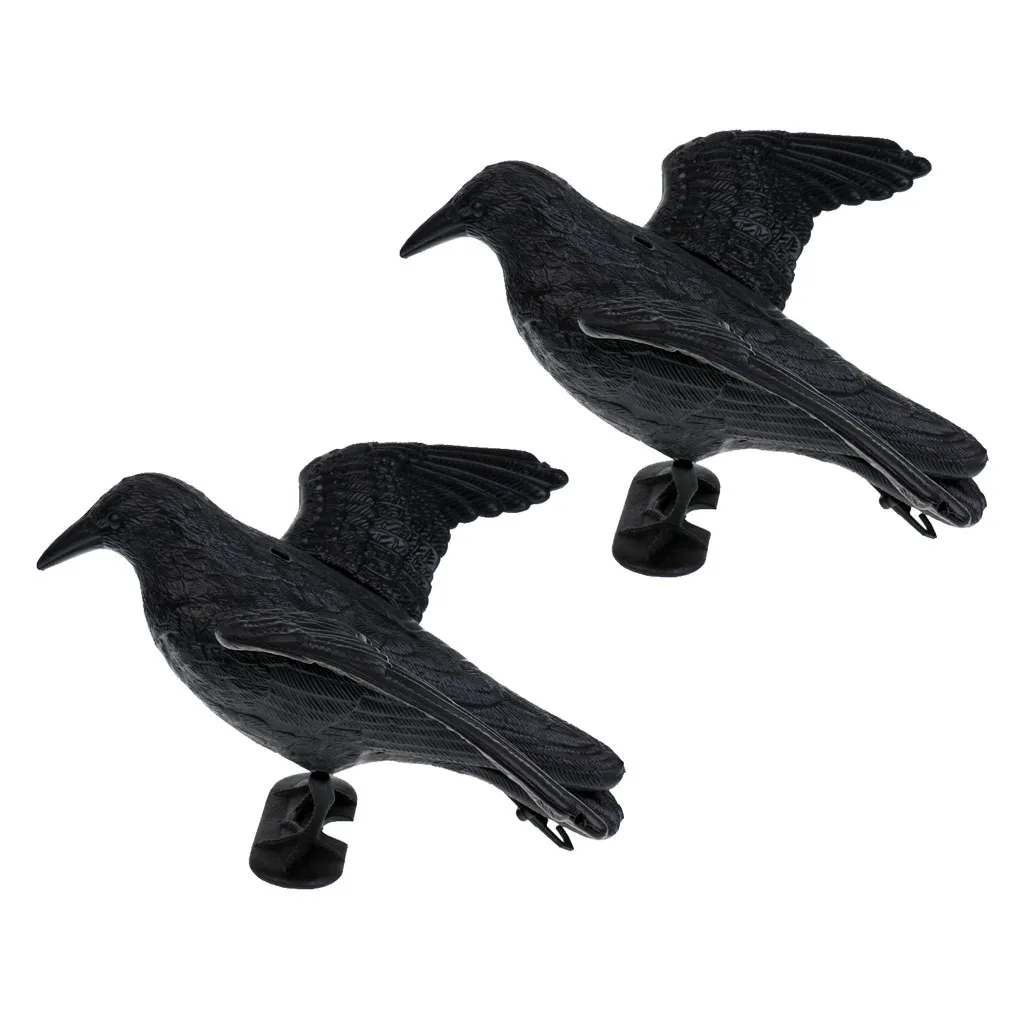 2Pcs/Pack Lightweight Realistic Full Body Crow Raven Hunting Decoy Scarer Greenhand Gear Crow Hunting Decoy