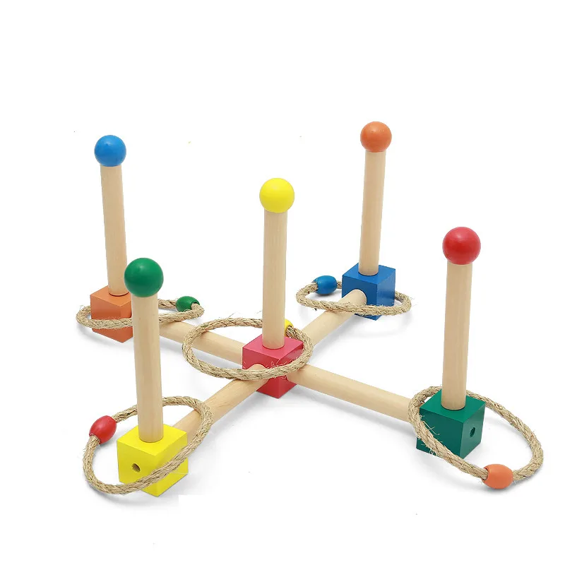 Funny Throwing Circle Game Toy Baby Toy Wooden Block Ring Teaching
