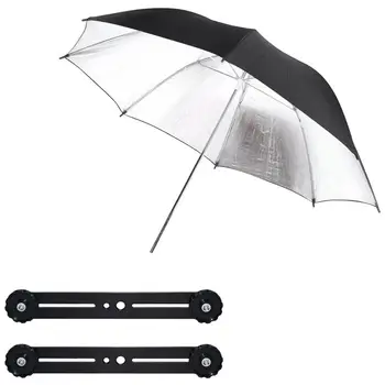 

102 cm/40Inch Studio Photo Strobe Flash Light Reflector Black Silver Soft Umbrella with One-Line Flash Dual-Head Bracket