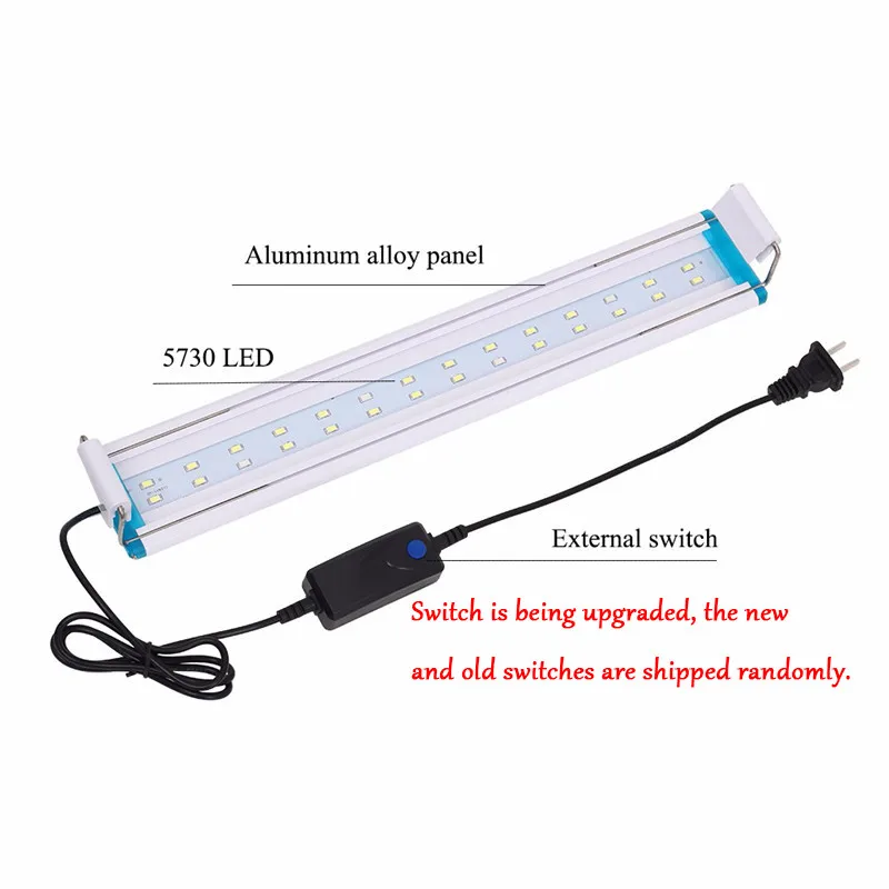 Super Slim Aquarium LED Lighting Aquatic Plant Growing Light 18-58cm Extensible Waterproof Clip-on Lamp For Fish Tank04