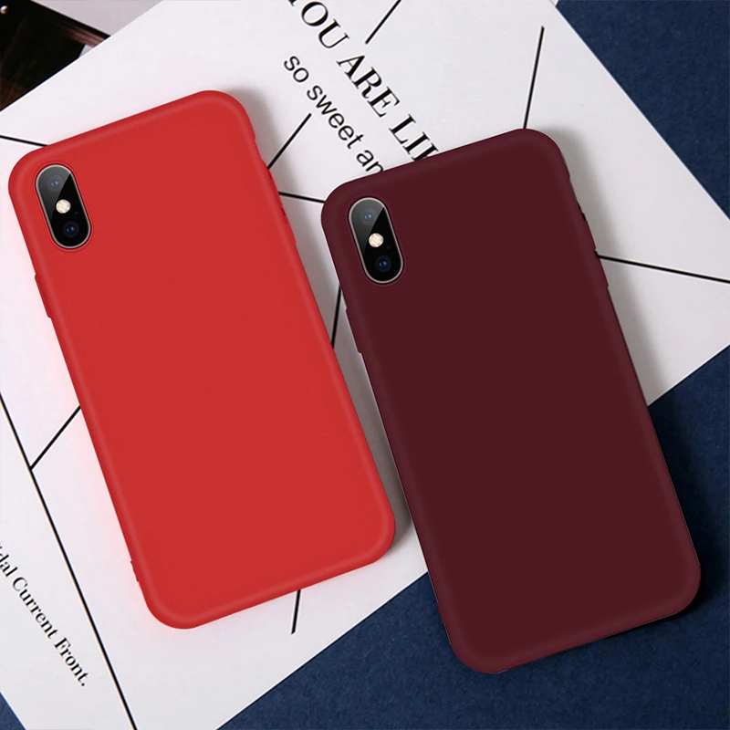 Яркий мягкий чехол для iPhone XR XS MAX X 8 7 задняя крышка 6 6S Plus 5 5S SE матовый Силиконовый