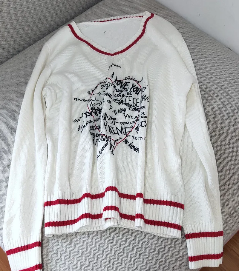 Runway Sweater Women 2020 Fashion V neck Letters