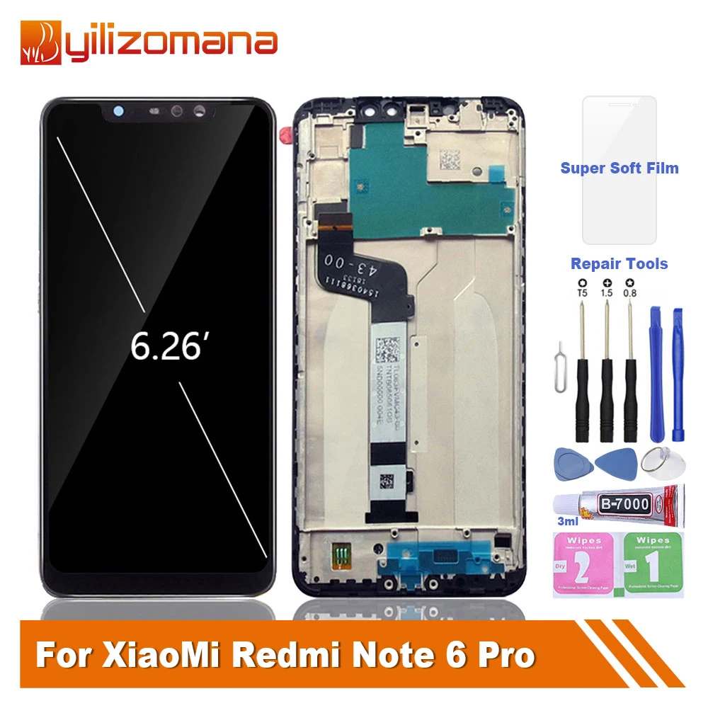 

YILIZOMANA LCD Touch Screen For Xiaomi Redmi Note 6 Pro LCD Display with Frame For Redmi Note6 Pro Replacement Repair Parts