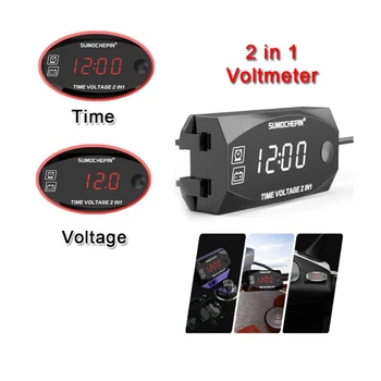 

LED Voltmeter motor scooter electronic time meter 2-in-1 multi-function digital display