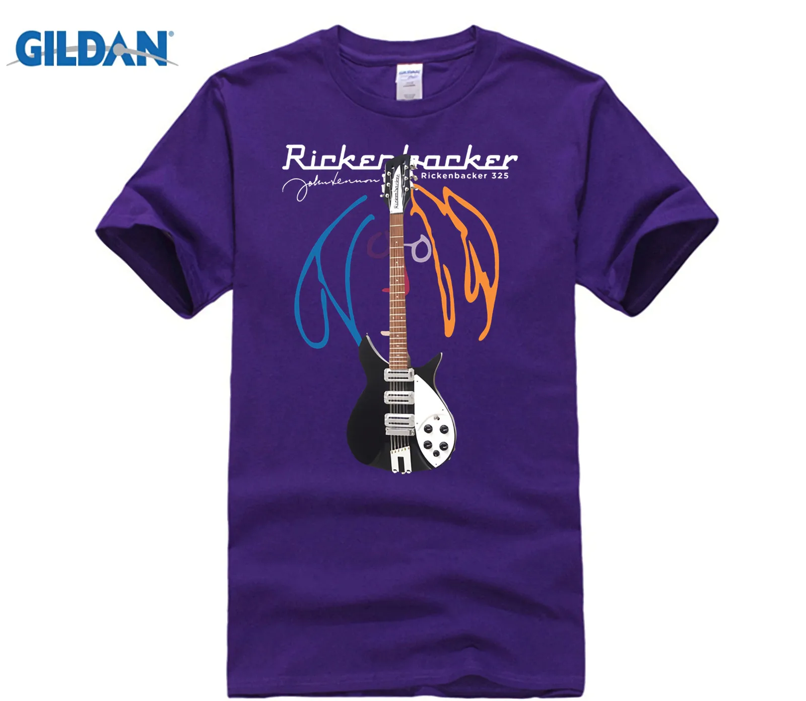 John-Lennon-Rickenbacke-Guitar-T-Shirt-Men-s-Black-S-3xl-New-Tops-Print-Letters - Цвет: purple