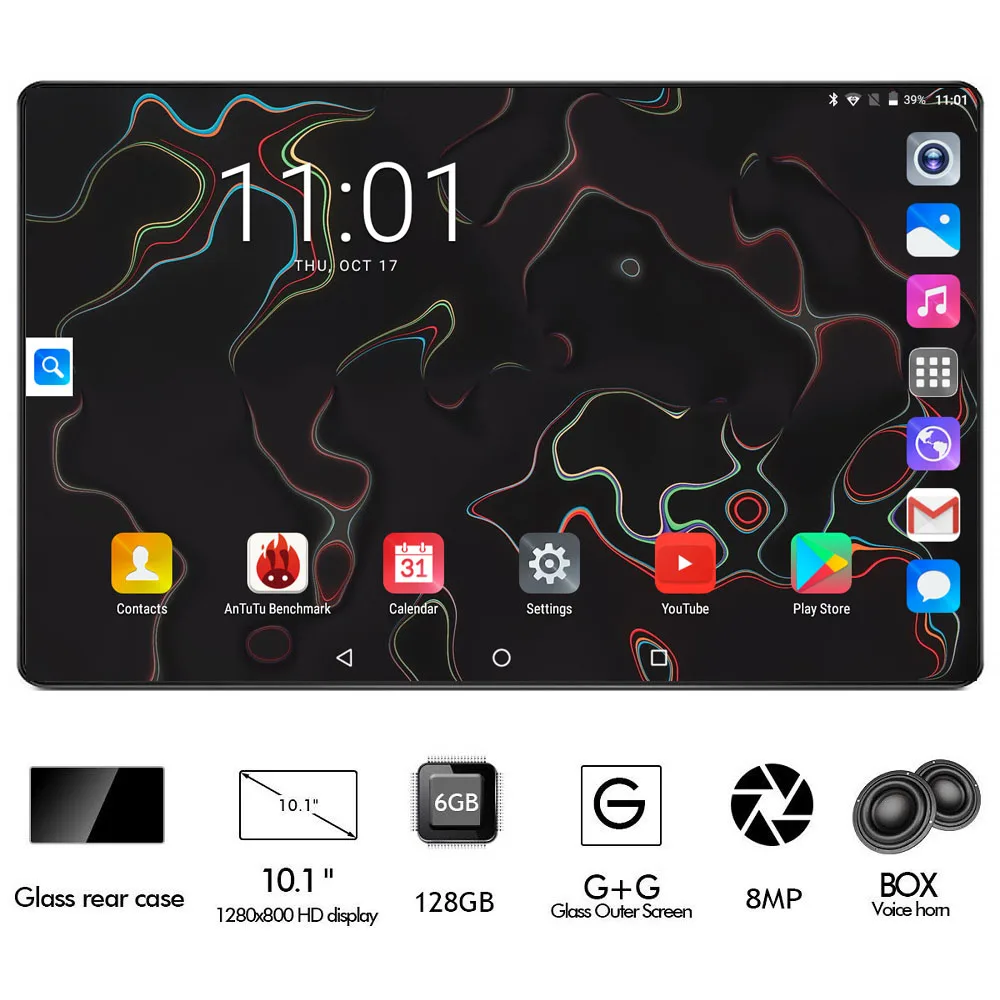 Günstig Schwarz 6GB RAM 128GB ROM Gaming Tablet Octa Core 10 zoll 8MP 1280x800 Volle Bildschirm Dual 2.5D Glas WIFI 4G FDD LTE Telefon Pad