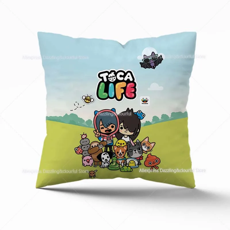Cute Cartoon Toca Life World Pillow Case Home Car Throw Pillow Cover Square Zipper Cushion Covers Decoration 45*45cm No Pillow teenage mutant ninja turtles toys Action & Toy Figures
