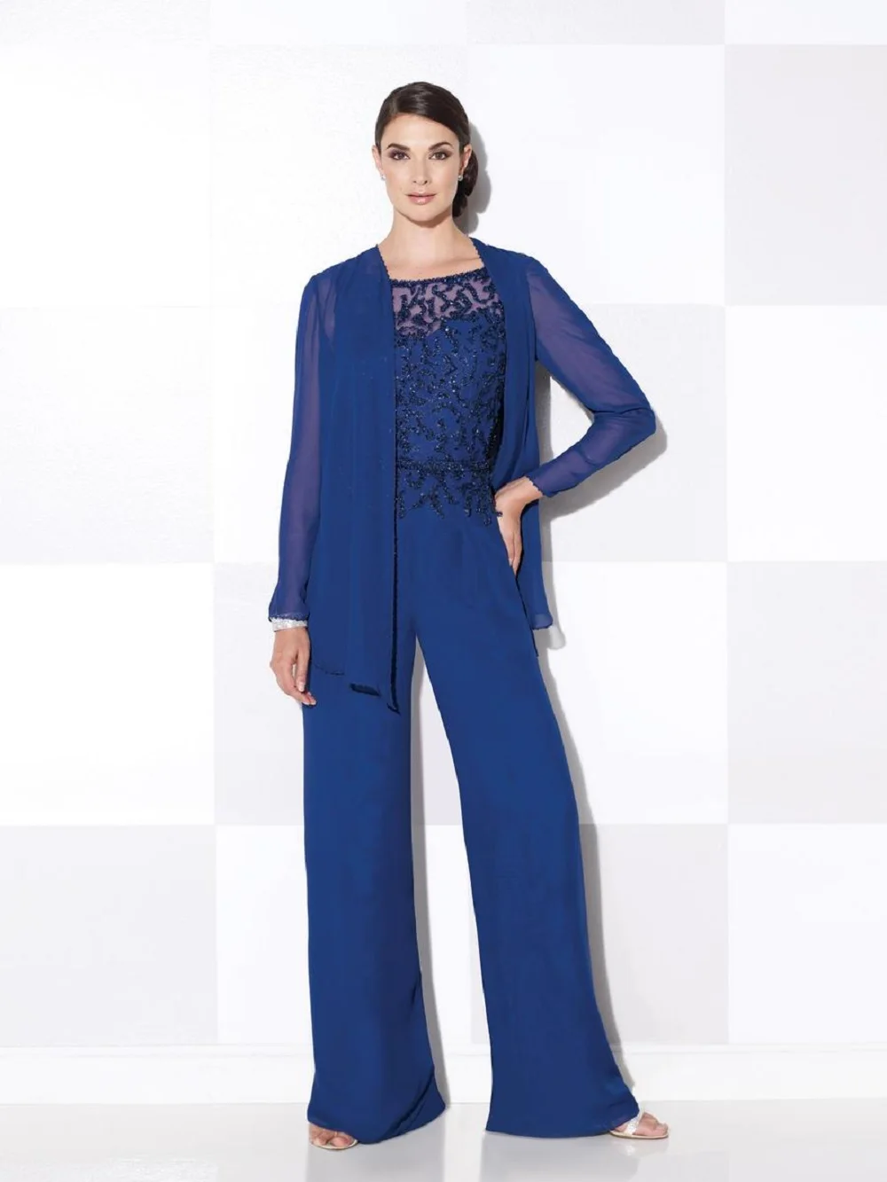 Crockoonboo Beading Chiffon Jumpsuit Mother Suit Formal Evening Party Suit Customized Women Special Occasion Party Gowns