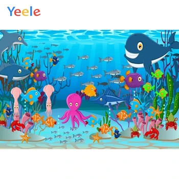 

Yeele Seabed Fish Ocean Dolphin Shark Coral Photography Backdrop Baby Birthday Party Photography Background For Photo Studio