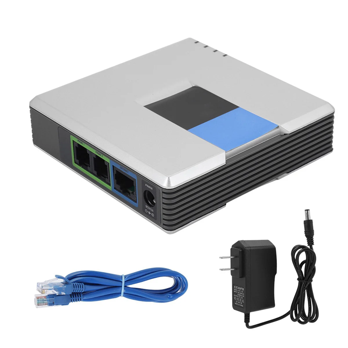 SOONHUA 2-Port Gateway Internet Phone Power Adapter SIP RJ45 Cable For VoIP Linksys PAP2T 100-240V EU/UK/US Plug
