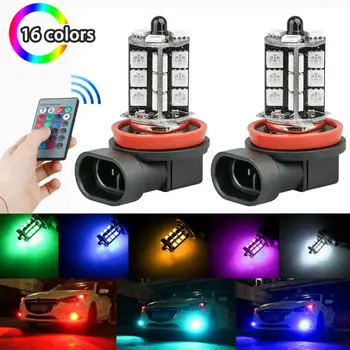 

Car LED bulbs 16-Color RGB W/ Wireless IR Remote Fog Light 6000K 800LM