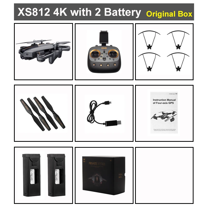 VISUO XS812 gps Радиоуправляемый Дрон с 1080 P/4 K HD камерой 5G Wi-Fi FPV высота удержания один ключ возврат RC Квадрокоптер Вертолет VS XS809S E58 - Цвет: 4K 2B Original box