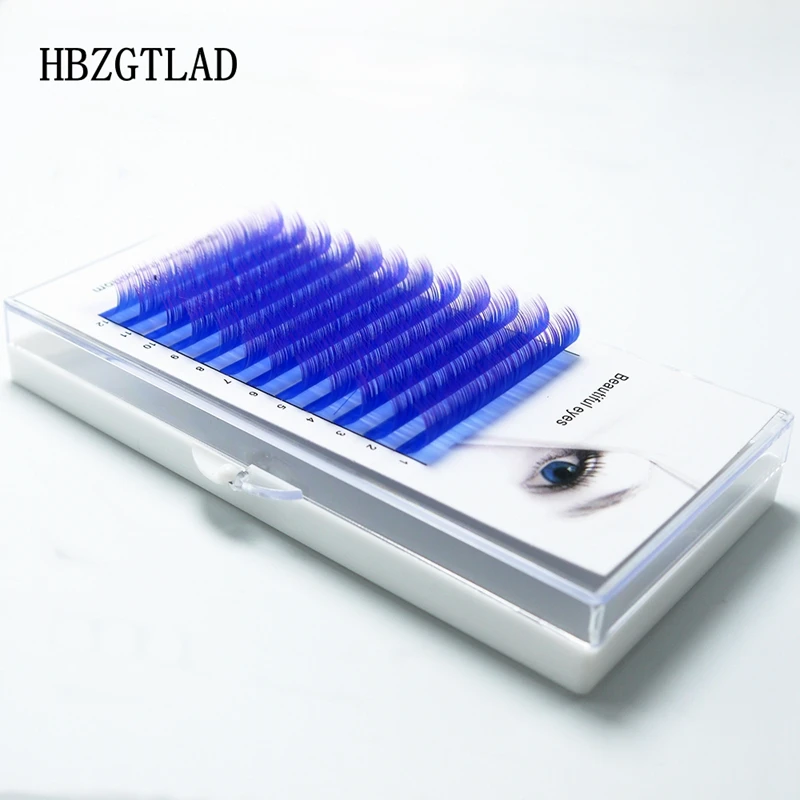 HBZGTLAD C/D curl 0.07/0.1mm 8-15mm false lashes blue+purple color eyelash individual colored lashes Faux eyelash extensions