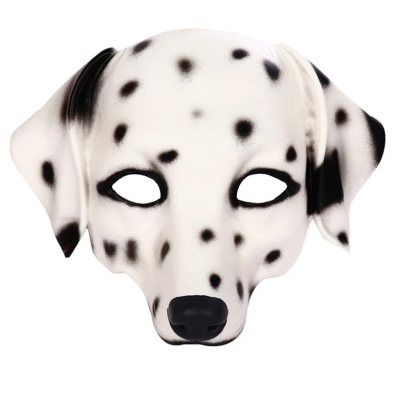 Creepy Party Deluxe Halloween Costume Party PU Animal Dog Head Mask Dalmatian Masks Cosplay Mask Half Face Anime