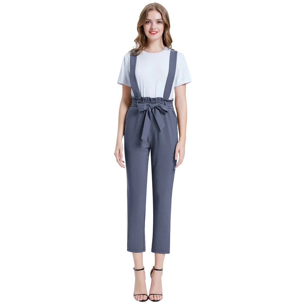 Women's Pants Autumn Ladies solid color Pants Elastic Waist Cropped Length Trousers Loose Streetwear Pantalones
