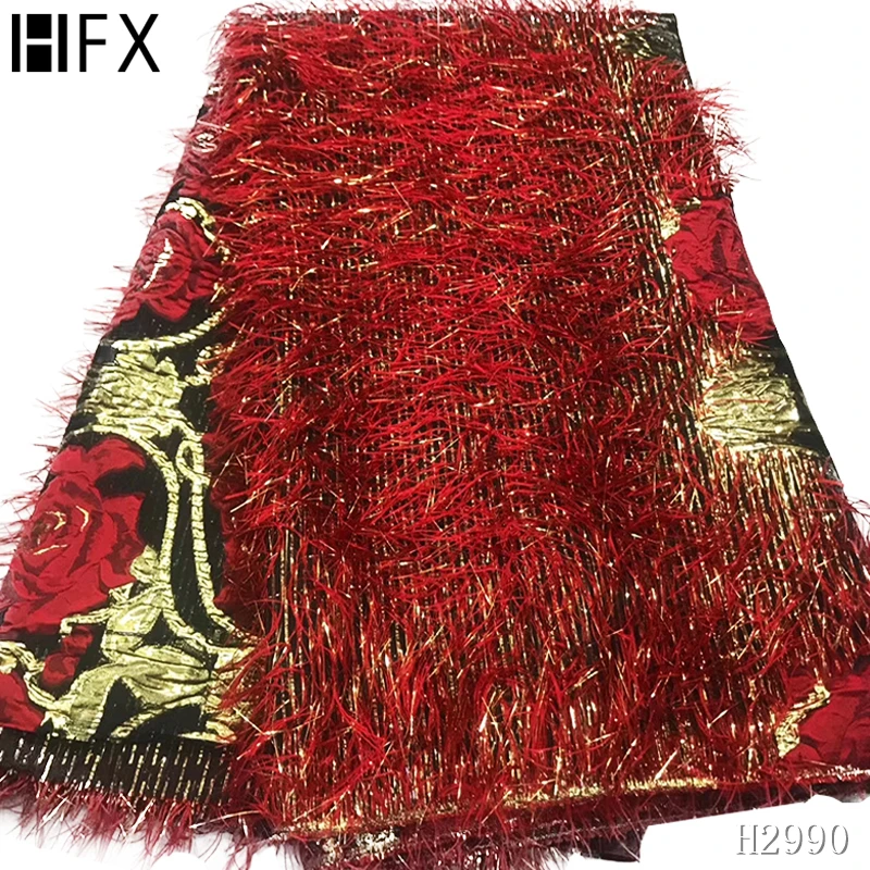 Embroidered Brocade Lace 3D Floral Feather Gold Color Lace African brocade lace Nigerian Silk Lace French Lace Fabric X2990