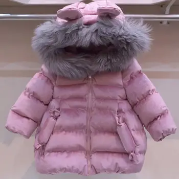

New Children's Winter Jacket For Girls Thicken Fur Hooded Velvet Girls Fashion Jackets Outerwear
