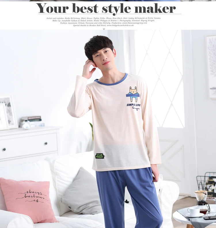 High Quality Casual Cotton Pajamas Sets for Men Autumn Winter Long Sleeve Pyjama Male Homewear Loungewear Mens Home Clothes