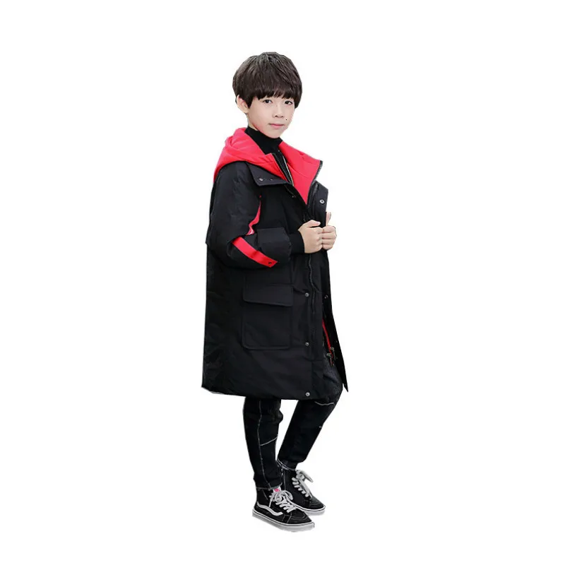 30 градусов детская одежда зимние куртки для мальчиков с капюшоном теплое пальто Верхняя одежда Подростковая парка водонепроницаемый Зимний комбинезон детская одежда