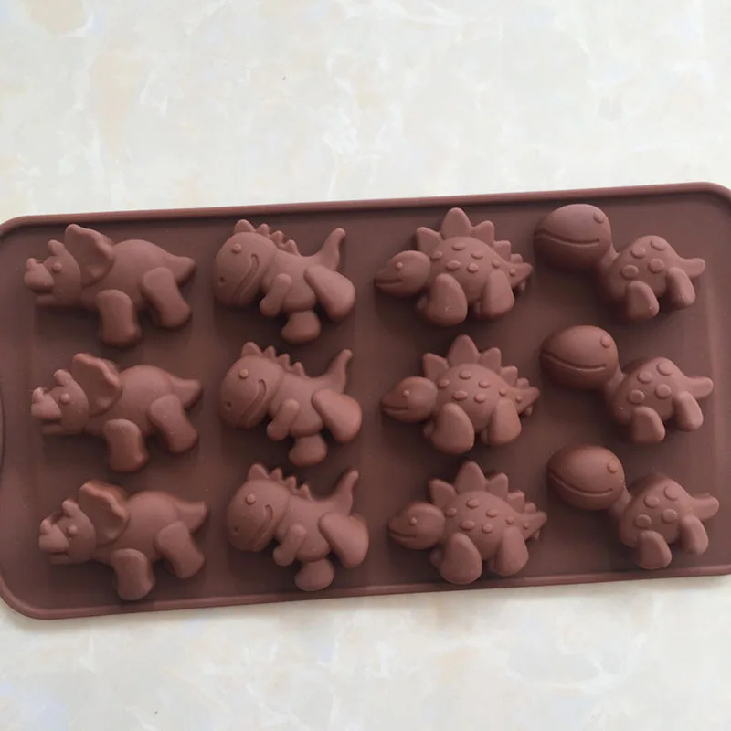 12 Dinosaur Silicone Chocolate Mold Ice Tray Shape DIY Baking Supplies Plaster Bakery Mold Easily Removable Candy Silica Pastry