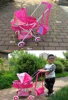 Simulation Doll Double Seat Trolley Girls Toy Children Foldable Hand Push Baby Stroller Pretend Play Doll Accessories 6
