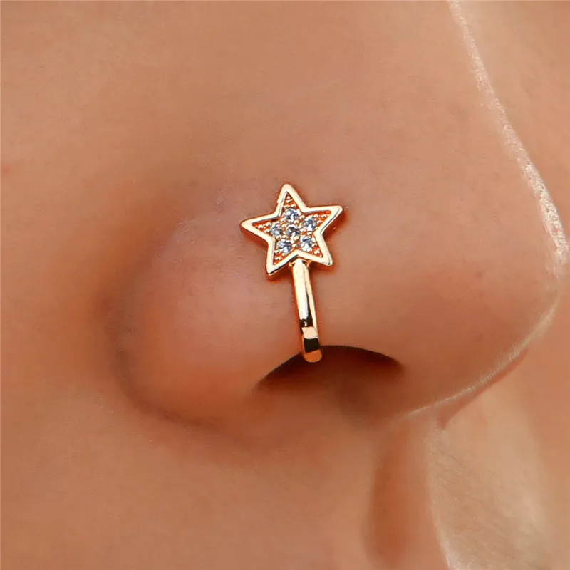 Tree Nose Stud Gold Nose Ring Dangling Clear Stone Indian Nose Ring Nose  Jewelry | eBay