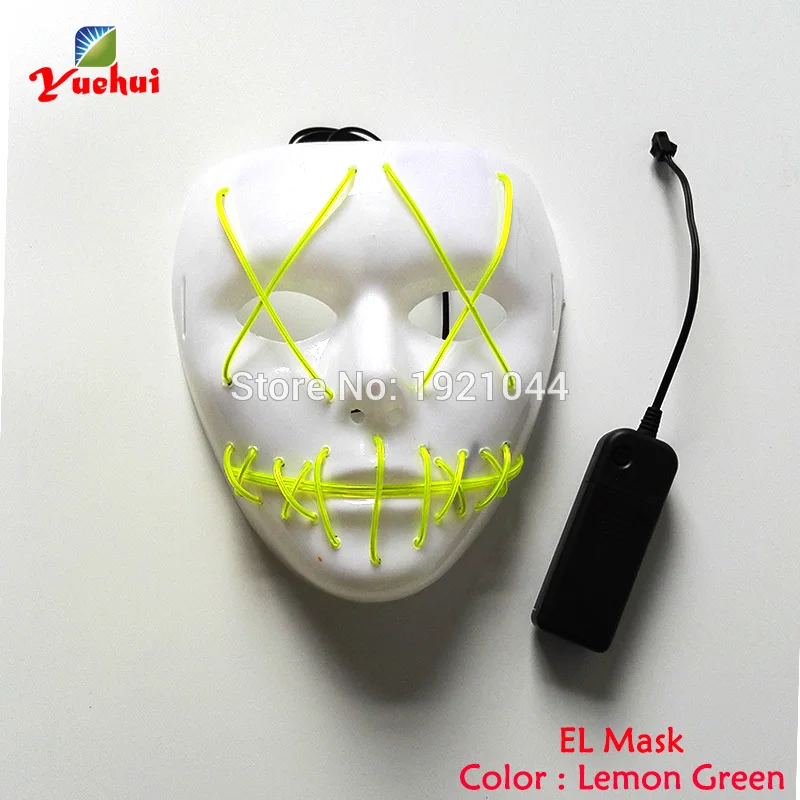Хэллоуин призрак разрез рот сверкающие с подсветкой EL провода милый маска модный костюм с маской маска для вечерние 3V устойчивый на диске