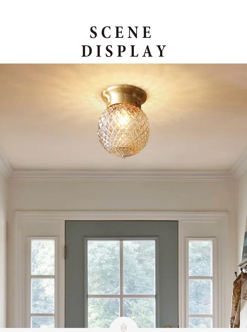 MOONSHADOW Ceiling Light Led Full Copper Warm for Room light with Pineapple Design Ceiling Lamp Living room Decoration 220V
