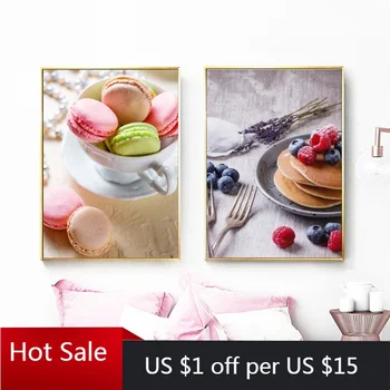 

Nordic Posters and Prints Cake Coffee Dessert Canvas Painting Modern Room Decor Kitchen Wall Art Decor Pictures
