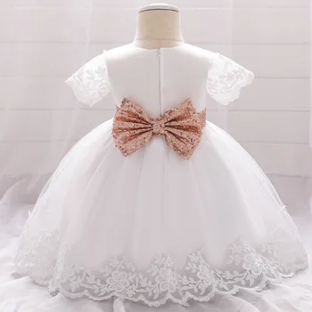 

Neonatal Baby Girl Dress for baptism 3-24M Baby Girls Dresses Vestido pearl flower sleeveless birthday tutu princess dress
