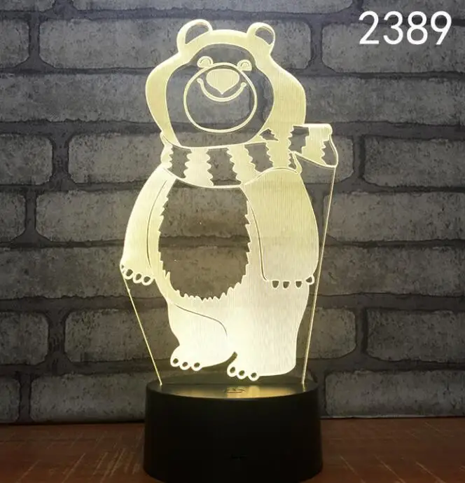 3d lamp 6 Зебра Медведь обезьяна милая форма животных акриловая Светодиодная лампа 3D ночник для детей спальное освещение мультфильм подарок дропшиппинг - Испускаемый цвет: 3d lamp 6