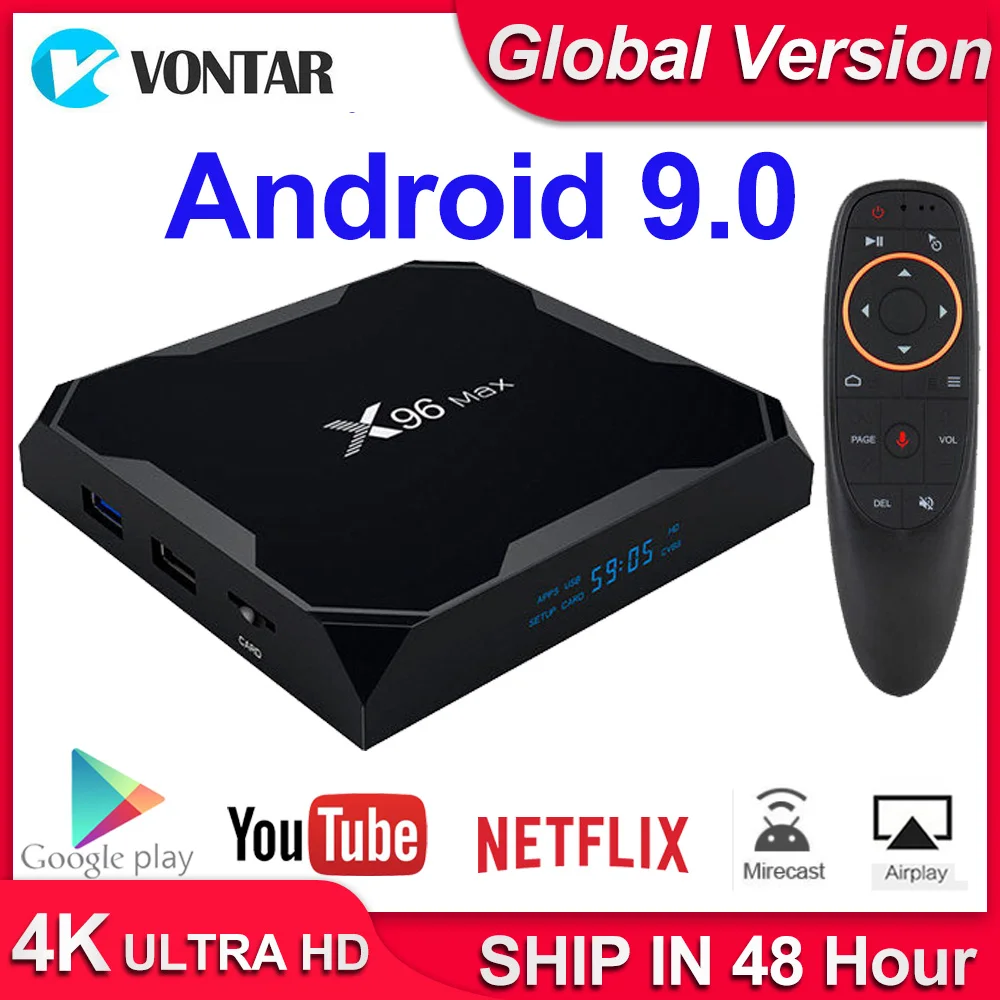 Android 8,1 ТВ коробка X96 MAX Amlogic S905X2 4 GB 64 GB 4 ядра 2,4G и 5 ГГц Wi-Fi 1000 м H.265 4 K Media Player Smart Декодер каналов кабельного телевидения X96MAX