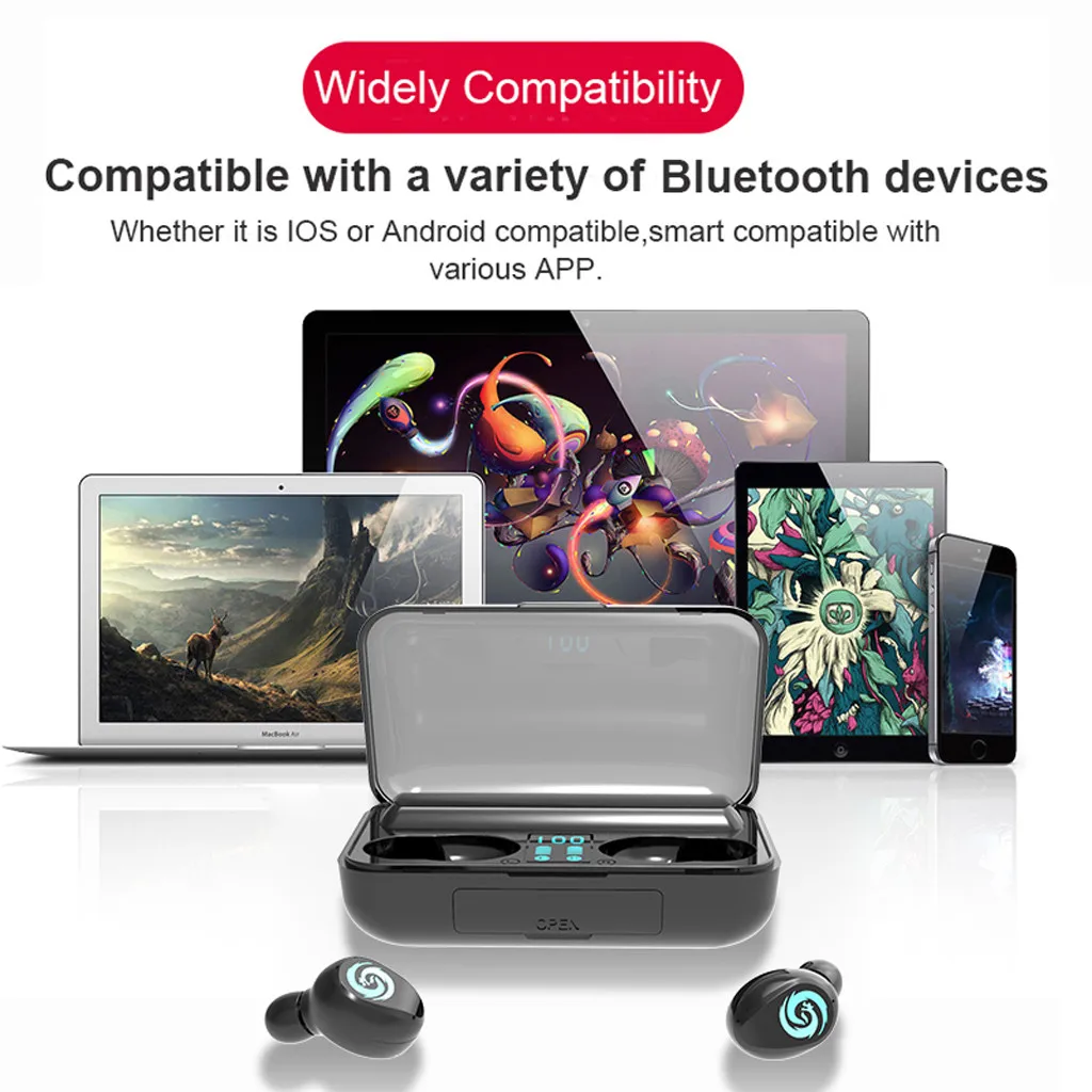 Лучшие продажи продуктов Bluetooth 5,0 гарнитура TWS беспроводные наушники мини наушники стерео поддержка дропшиппинг