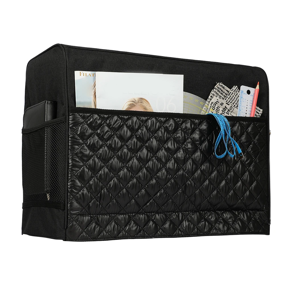 Accessories Portable Furniture Reusable Quilted Universal Sewing Machine Dust Cover Oxford Cloth With Pockets Protective Solid - Цвет: Black