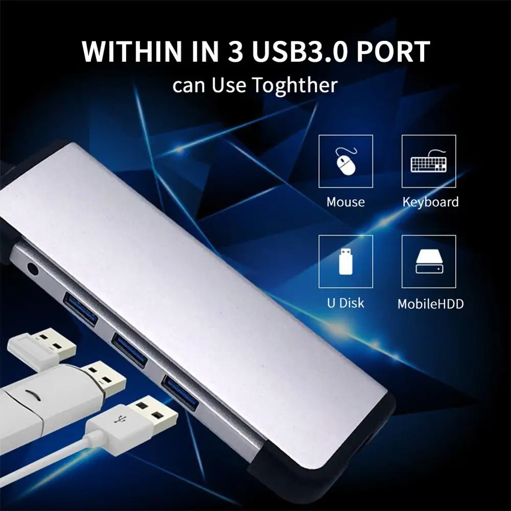 LIOEO USB концентратор C концентратор для Мульти USB 3,0 HDMI адаптер док-станция для MacBook Pro Аксессуары USB-C Тип C 3,1 сплиттер 3 порта USB C HUBN