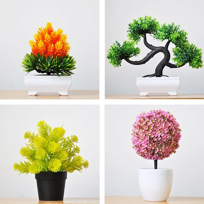

39 Species Plastic Small Tree Potted Artificial Plant Bonsai Simulated Desktop succulent Plants Landscape For Home Office Decor