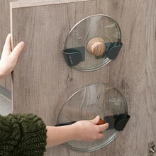 

2pc Kitchen Pot Cover Shelf Wall Hanging Multi Functional Shelf for Putting Pot Cover Wall Hanging Storage Kichen Organizer