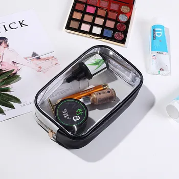 

VOGVIGO Leather PVC Transparent Cosmetic Bag Fresh Color Rectangular Women Storage Makeup Bags Wash Tote Handbags Dropshipping